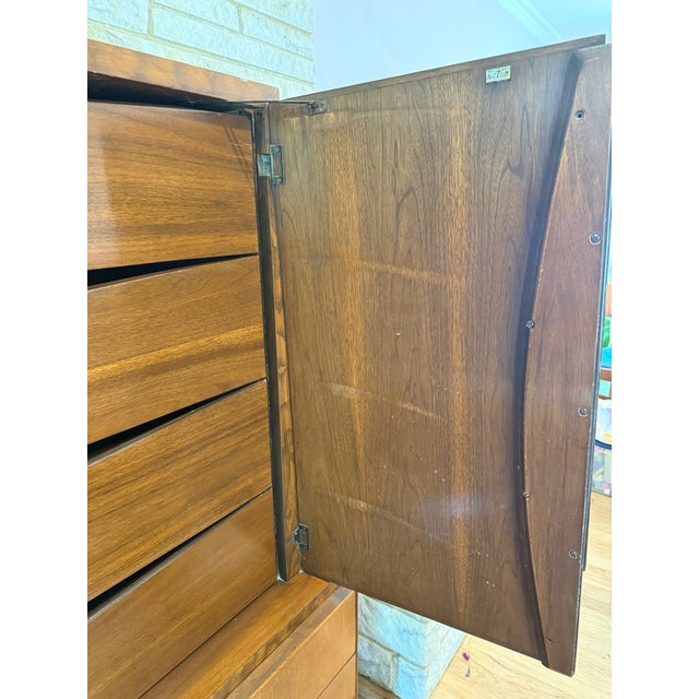 Wood Attributed/Styled After: Helen Hobey Baker Mid-Century Modern Set of 2: Highboy Dresser & Nightstand - One Owner For Sale - Image 7 of 14