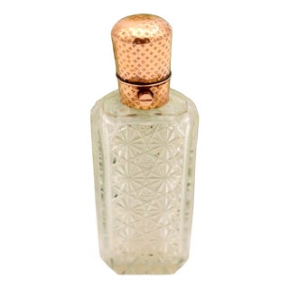 Perfume Bottle in Glass and 15k Gold For Sale