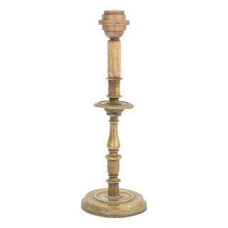 Brass Candlestick Mounted as a Table Lamp For Sale