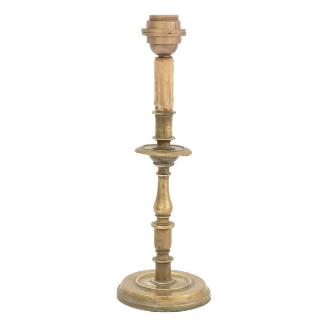 Brass Candlestick Mounted as a Table Lamp For Sale