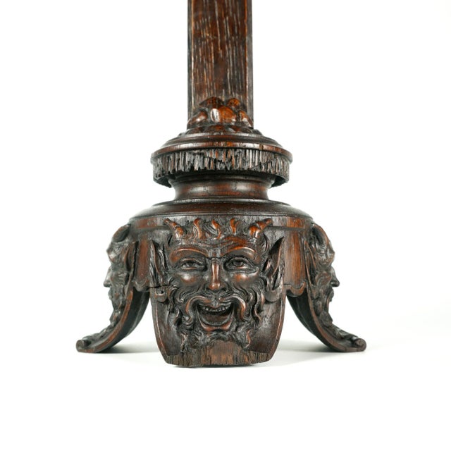 Wood 19th Century Antique Neo Gothic Carved Wood Corpus Christ Crucifix Altar Piece, Devil Feet For Sale - Image 7 of 9