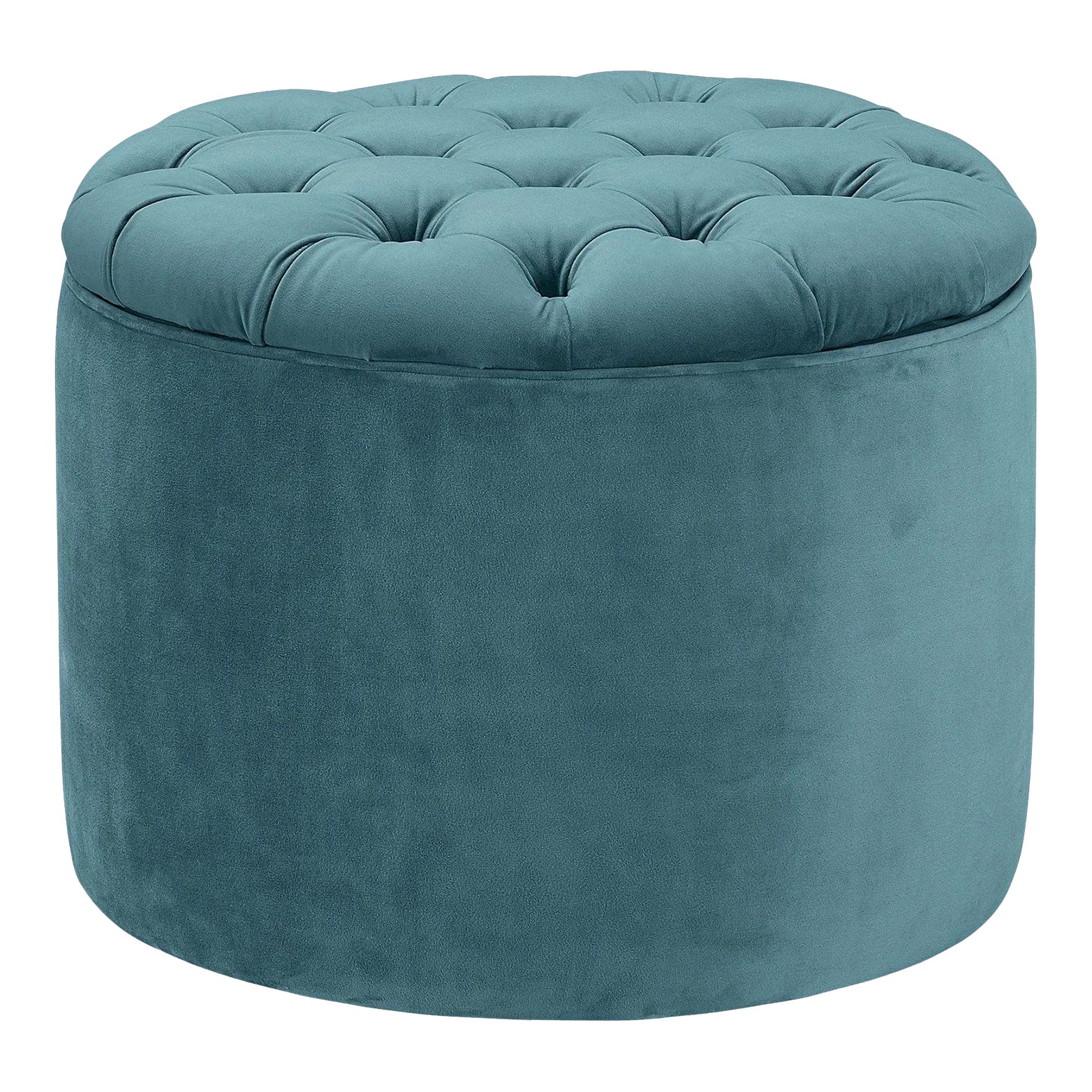 Queen Sea Blue Velvet Storage Ottoman | Chairish