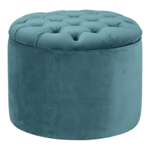 Queen Sea Blue Velvet Storage Ottoman