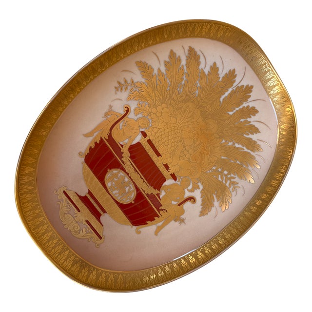 Rovere Series Plate in 24 Karat Gold and Porcelain from Morbelli, 1890s For Sale
