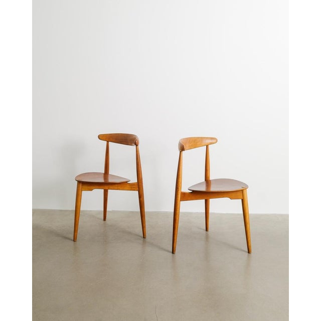 Danish Mid-Century Wooden FH 4103 / Heart Dining Chairs by Hans J Wegner for Fritz Hansen, 1950s, Set of 8 For Sale - Image 3 of 11