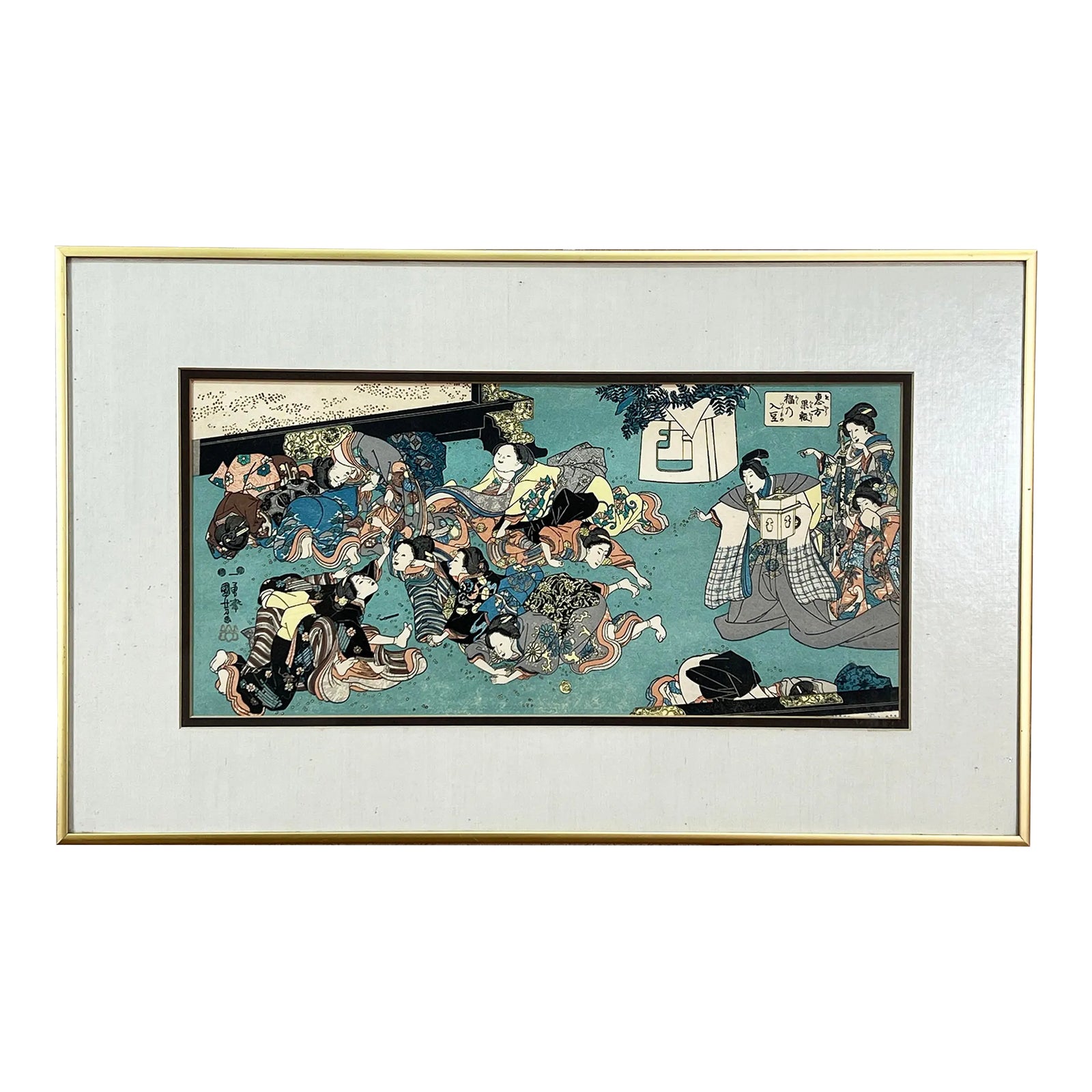 Vintage Framed Utagawa Kuniyoshi Japanese Print