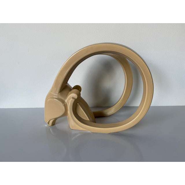 Art Deco 1980s Jaru Glazed Ceramic Gazelle / Ram’s Head Sculpture For Sale - Image 3 of 12