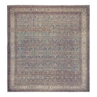 1880s Blue Navy Antique Sarouk Floral Desing Knotted Wool Persian Malayer Rug For Sale