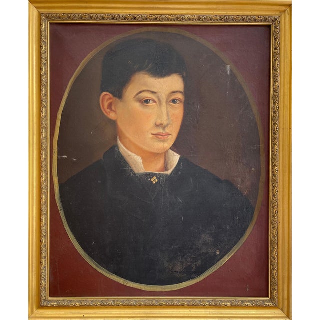 Portrait of a Young Boy, Oil on Canvas, 19th Century, Framed For Sale - Image 13 of 13
