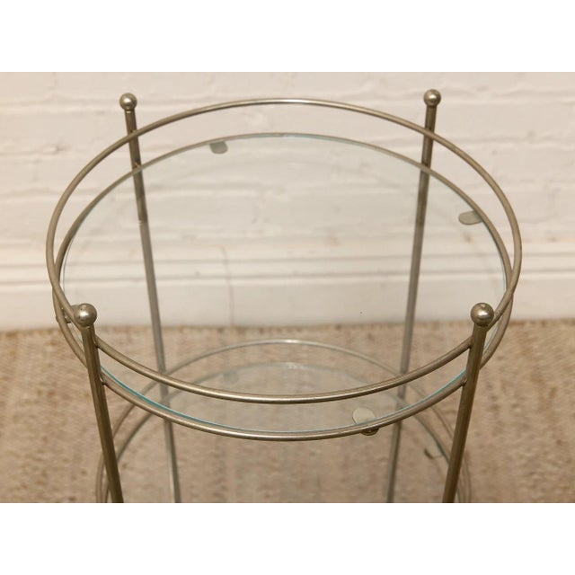 Vintage Three-Tier Metal & Glass Round Side Table For Sale - Image 9 of 10