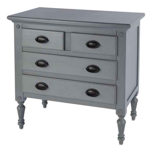 Easterbrook 31.5 in. W Rectangular Wood 4 Drawer Accent Chest, Gray Finish For Sale