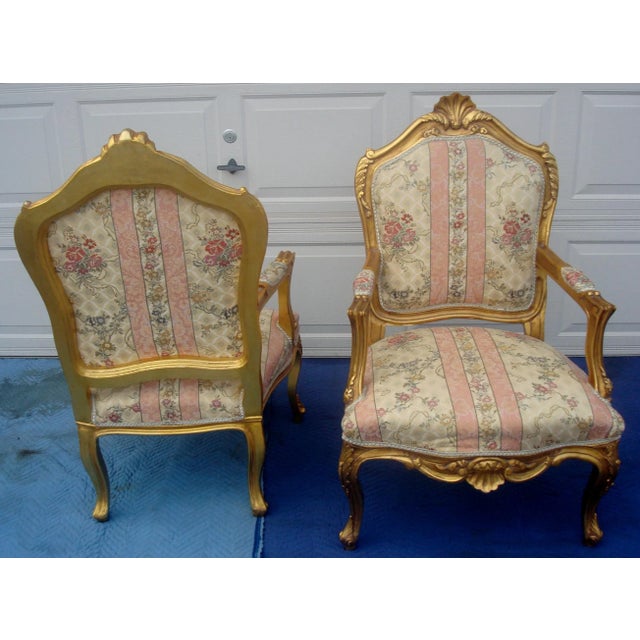 1970s Vintage French / French Provincial Arm Chairs- a Pair For Sale - Image 14 of 14