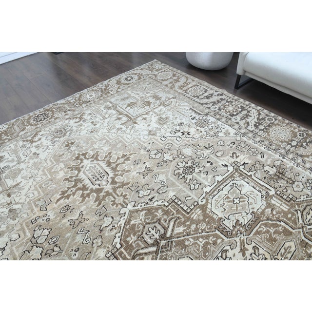 Textile 1960s Vintage Persian Handmade Wool Cotton Light Brown Area Rug For Sale - Image 7 of 11