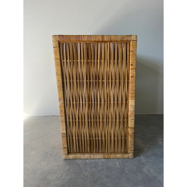 Wood Vintage Coastal Wrapped Rattan Three - Tier Nightstand / Shelf For Sale - Image 7 of 10