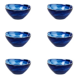 Monte Carlo Small Indigo Alabaster Glass Bowls, Set of 6 For Sale