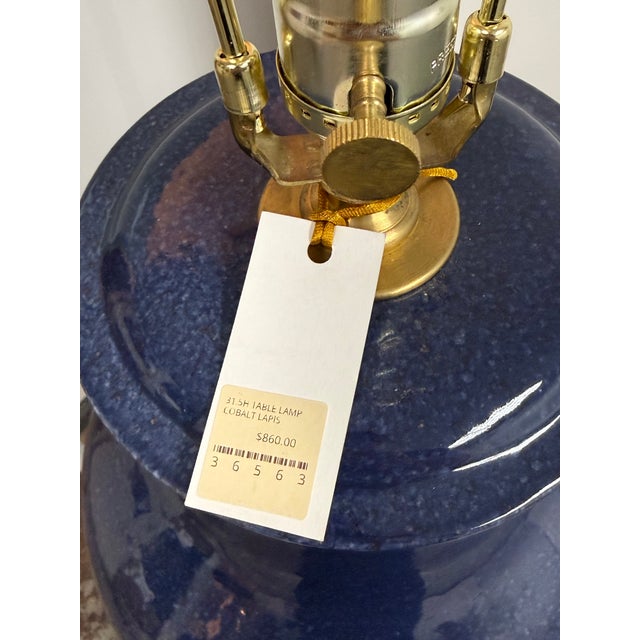Plastic Barbara Cosgrove Cobalt Lapis Table Lamp For Sale - Image 7 of 12