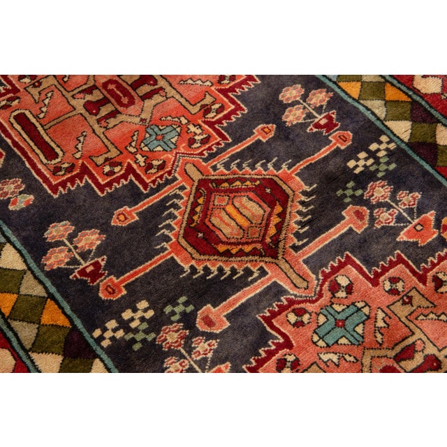 1960s Vintage Persian Heriz Wool Rug With Multicolor Geometric Design For Sale - Image 11 of 11