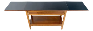 Mid Century Modern Walnut Drop Leaf One Drawer Serving Table Server MINT