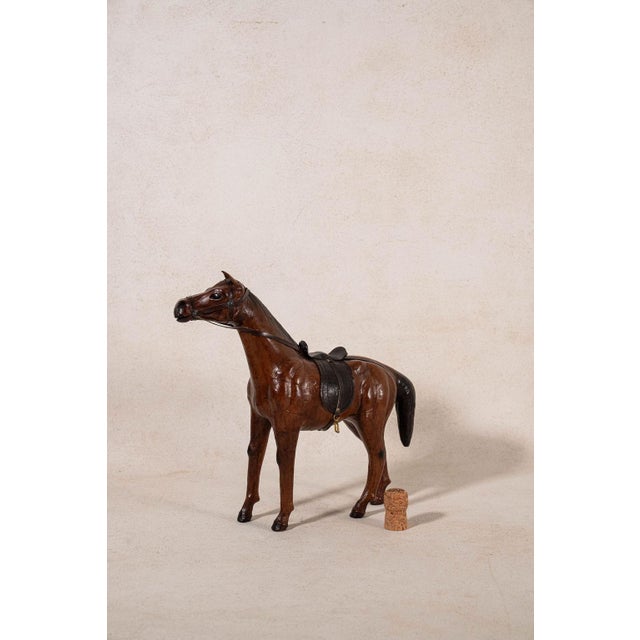 Vintage 1960s Leather Horse Equestrian Model For Sale - Image 4 of 4