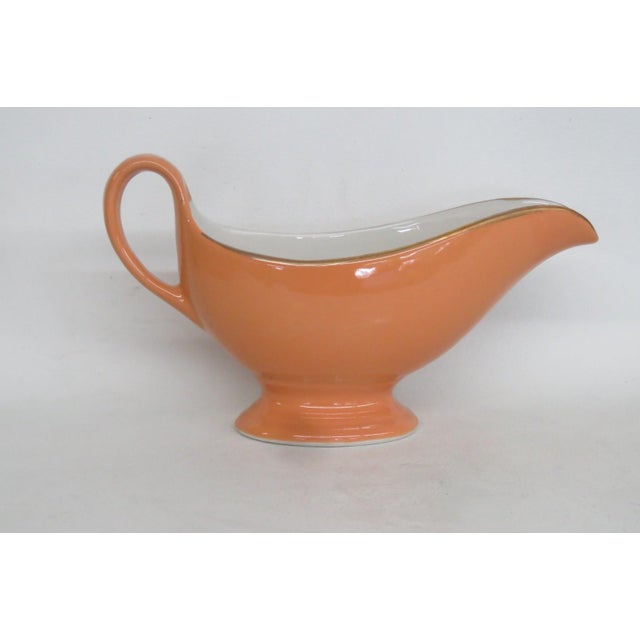 1960s Shenango China Anchor Hocking Orange Color Ceramic Gravy Boat For Sale - Image 13 of 16