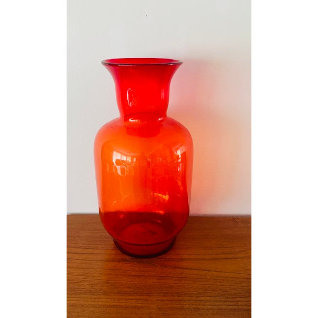 Blenko Tangerine Orange Floor Vase Scarce Oversized 7048
