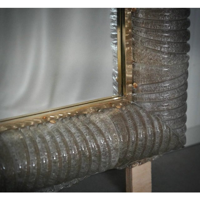 Illuminated Smoky Murano Glass and Brass Wall Mirror, 2000 For Sale - Image 6 of 12