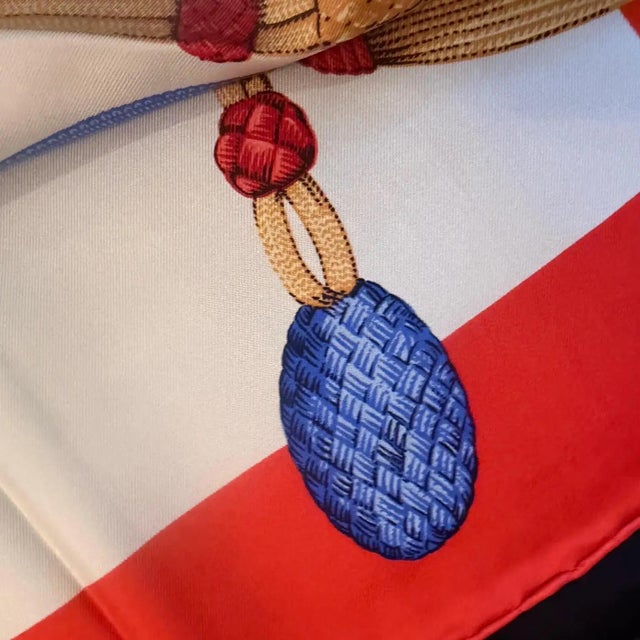 Red 1990s Equestrian Inspired Silk Scarf by Celine Paris For Sale - Image 8 of 11