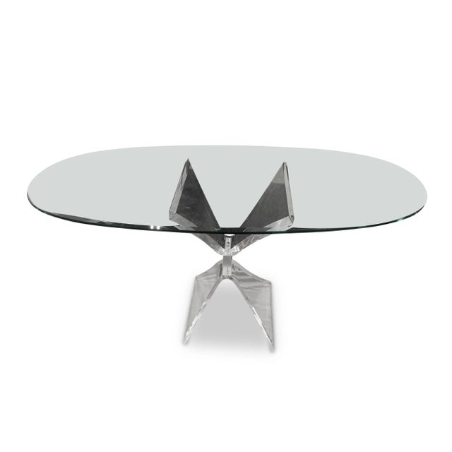 Vintage Mid-Century Butterfly Coffee Table With Lucite Base and Glass Top 1960s For Sale - Image 9 of 9