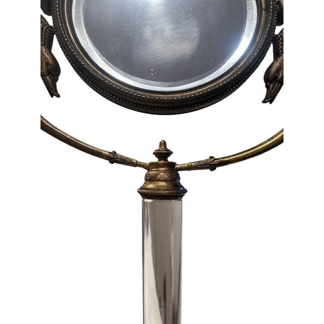 Antique Fine Neoclassical Gilt Bronze & Glass Vanity Mirror W/ Swan Supports For Sale - Image 10 of 11