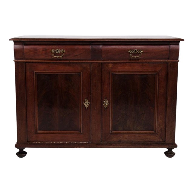 Low Sideboard with Fixed Shelves in Mahogany For Sale