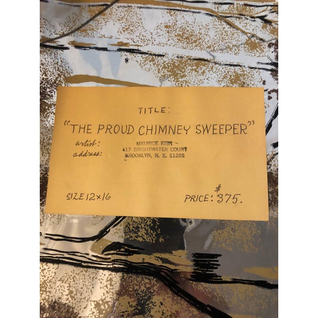 Maurice KishProud Chimney Sweep Modern Judaica Shtetl Oil Painting WPA Jewish artist For Sale In Miami - Image 6 of 6