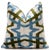 Mid-Century Modern Hand-Knotted Silk Velvet Ikat Pillow - 16x16 Azure & Olive Star Lattice For Sale - Image 3 of 7