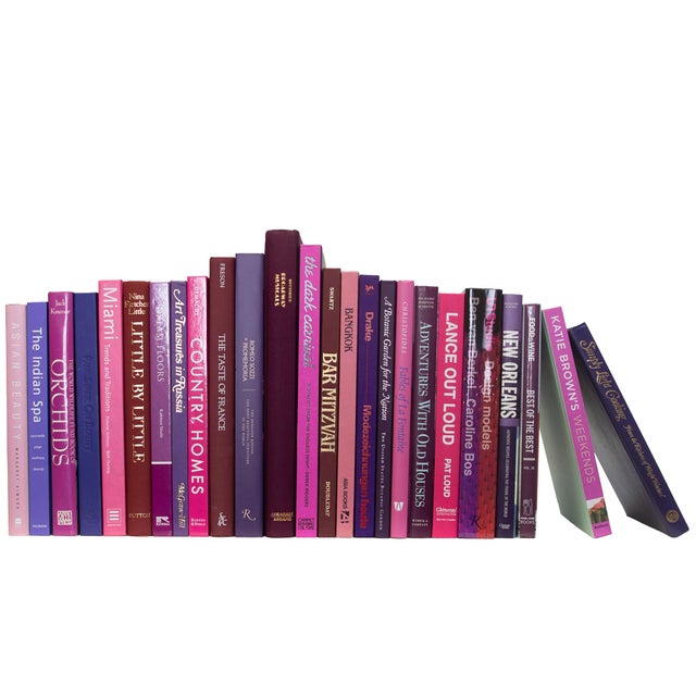 Mid-Century Modern Decorative Books - Vintage Frosted Berry Over Sized Books - Purple Books by the Foot For Sale - Image 3 of 3