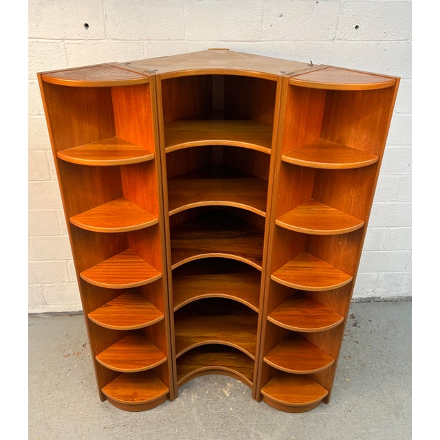 Vintage Danish Modular Curved Teak Shelving Unit For Sale - Image 4 of 18