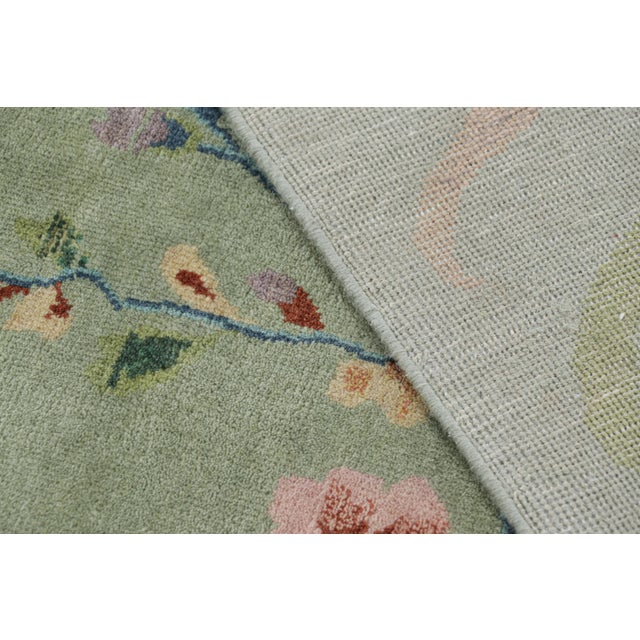 Textile Rug & Kilim’s Oversized Chinese Art Deco Style Floral Rug in Green and Blue For Sale - Image 7 of 7