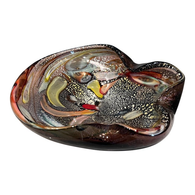 Confetti and Flecked Art Glass Bowl Attributed to Murano For Sale