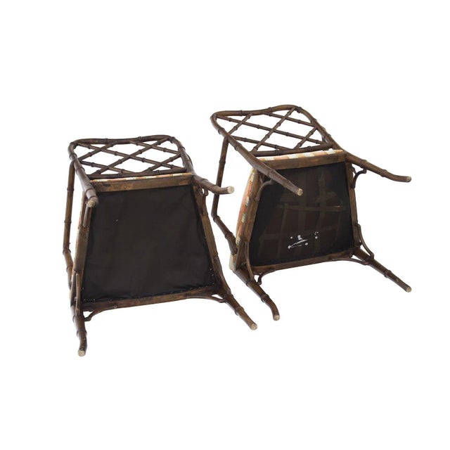 Faux Bamboo Hollywood Regency Armchairs, Pair For Sale - Image 10 of 12