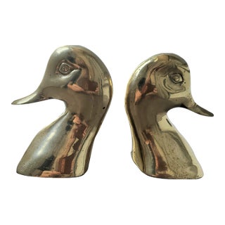 Mid Century Brass Duck Bookends For Sale