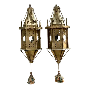 Vintage Boho Moorish Lanterns After Addison Mizner - a Pair