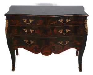 Maitland Smith Chinoiserie Louis XV Style Bombe Commode