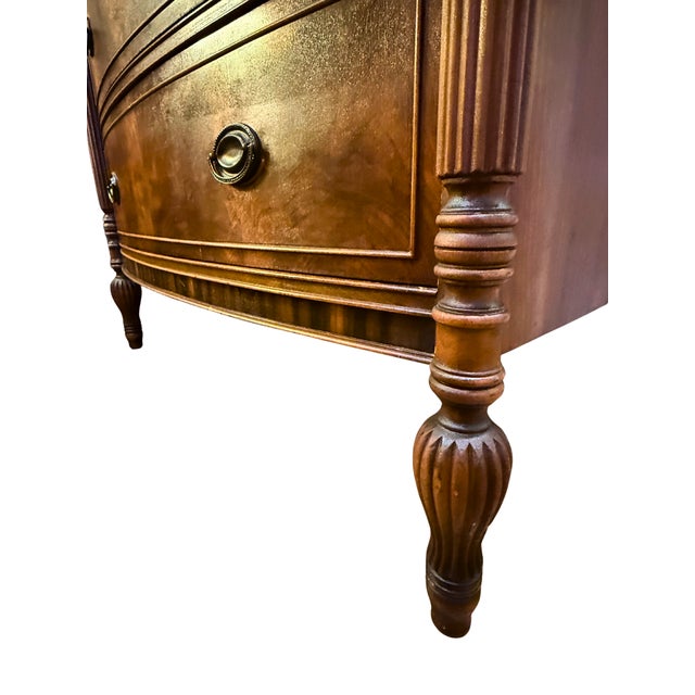 **Antique Mahogany Chest of Drawers**Brass Hardware, Glass Top, Carved Columns** For Sale - Image 4 of 6