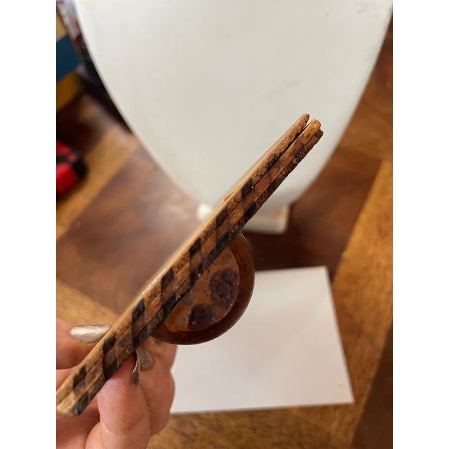 Early 20th Century Pyrography Match Holder Native American Woman Primitive Burnt Wood For Sale - Image 4 of 12