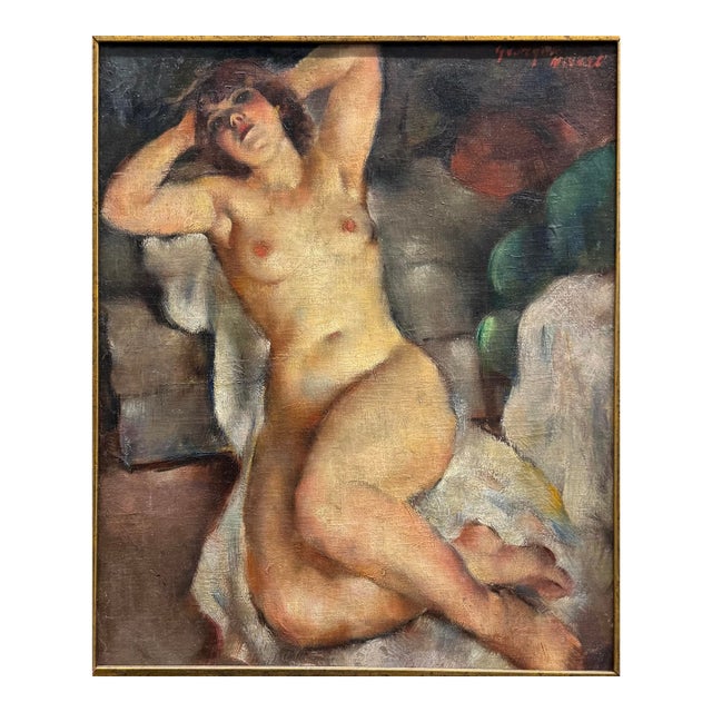"Reclining Nude" by G. Nivert, C. 1939 Oil on Canvas, 20th Century Modern For Sale