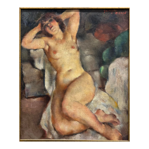 "Reclining Nude" by G. Nivert, C. 1939 Oil on Canvas, 20th Century Modern