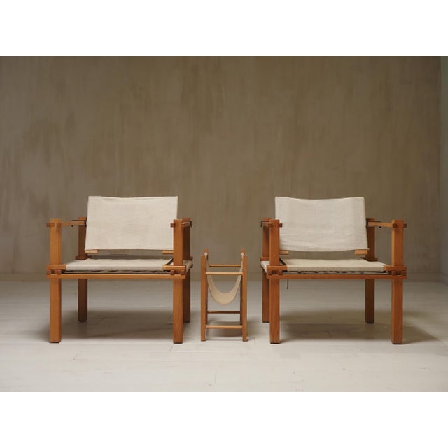 Ivory Farmer Chairs and Magazine Rack by Gerd Lange for Bofinger, 1960s, Set of 2 For Sale - Image 8 of 12