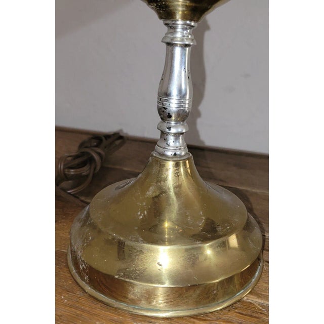 Mid-Century Modern Double Armed Shaded Brass Student Banker Desk Lamp For Sale In New York - Image 6 of 7