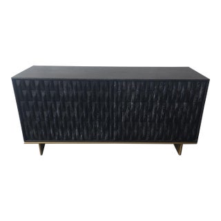 Luxe Black Textured Dresser With Gold Base - Modern Storage For Sale
