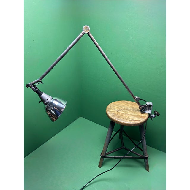 1940s clampable industrial task lamp designed by renowned german designer curt fischer for midgard . in amazing working...