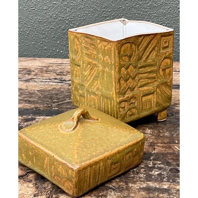 Vintage Textured Ceramic Lidded Box For Sale - Image 10 of 13
