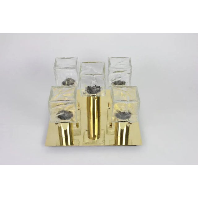 Large Austrian Murano Ice Glass Flush Mount by Kalmar, 1960s For Sale - Image 6 of 8